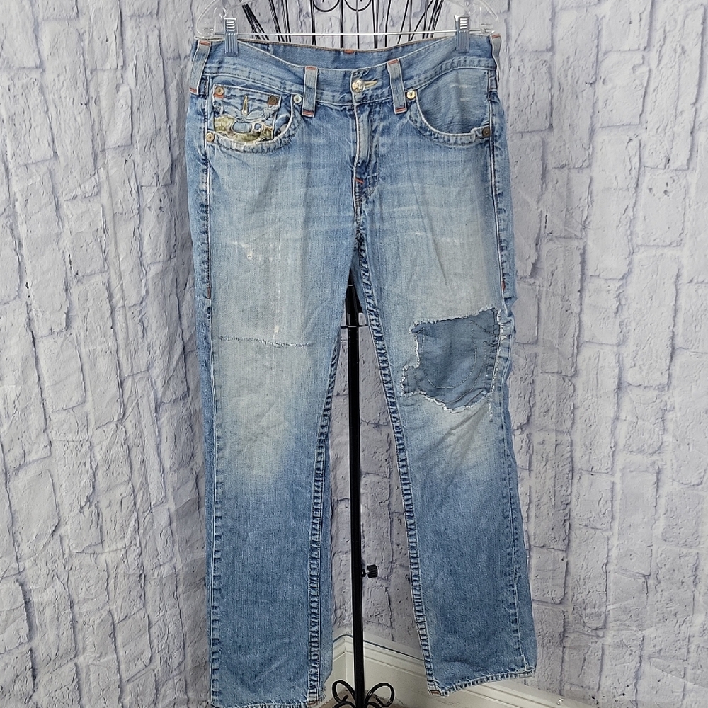 Y2K Rare True Religion Camo Flap Straight Flared Baggy Jeans‎ 34/32